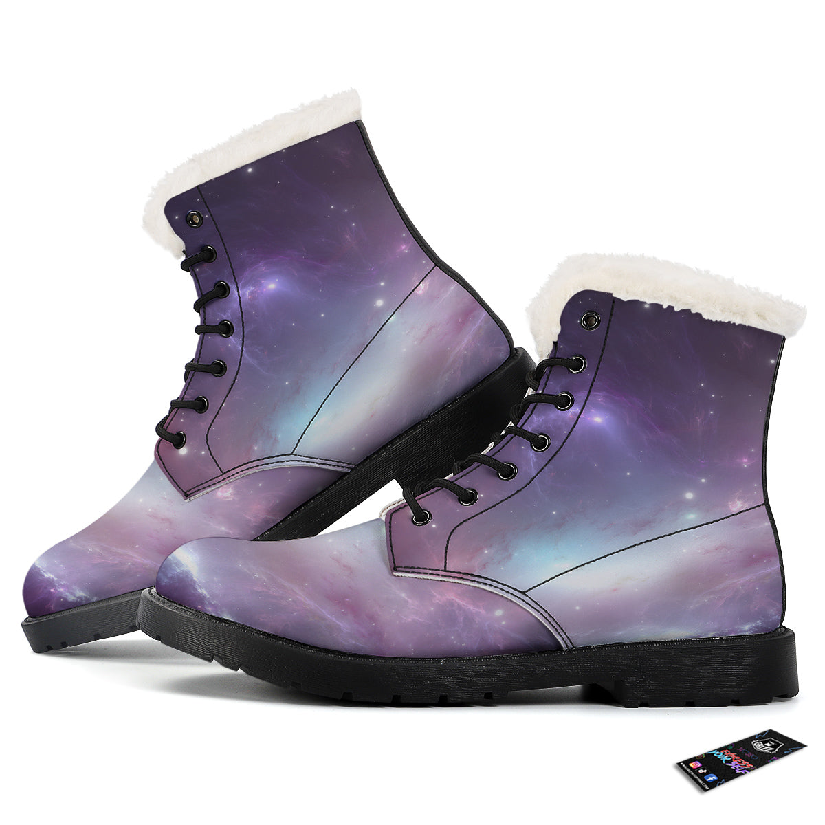 Space Cosmic Print Winter Boots-grizzshop