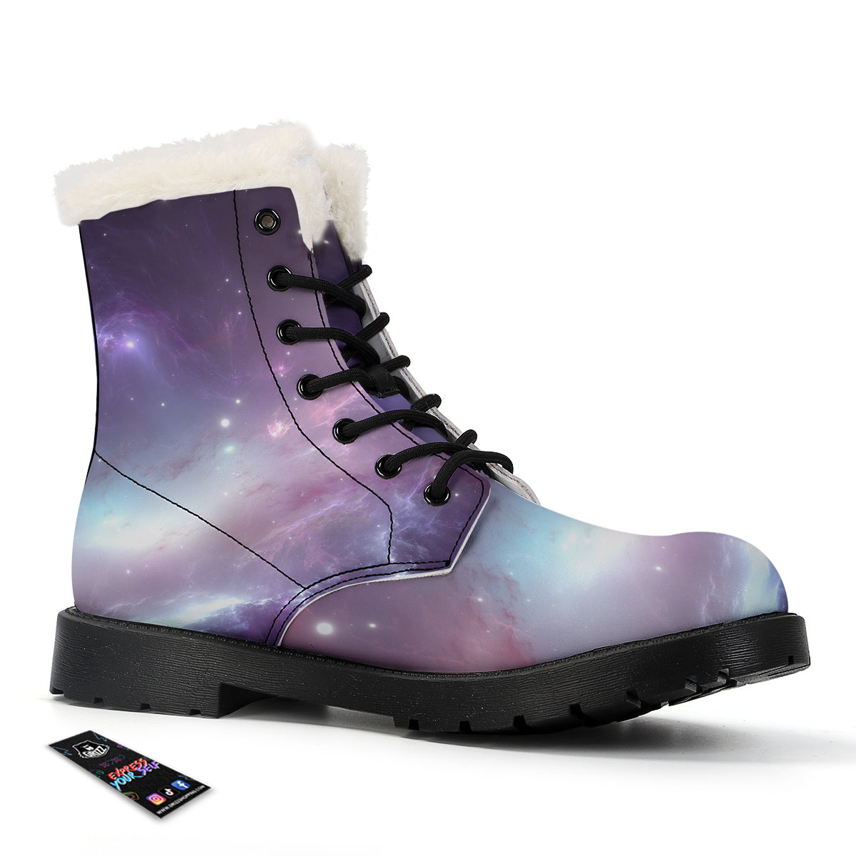 Space Cosmic Print Winter Boots-grizzshop