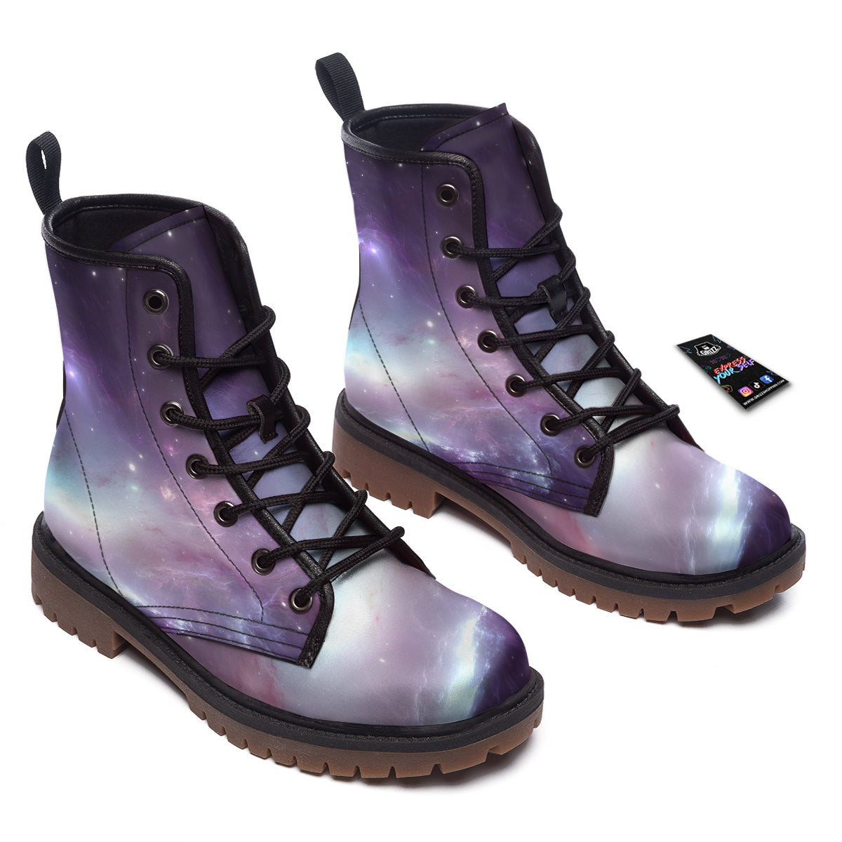 Space Cosmic Print Work Boots-grizzshop