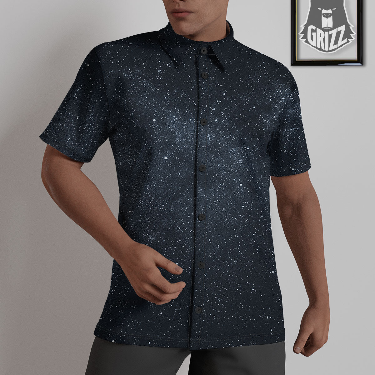 Space Dark Print Untucked Shirts-grizzshop