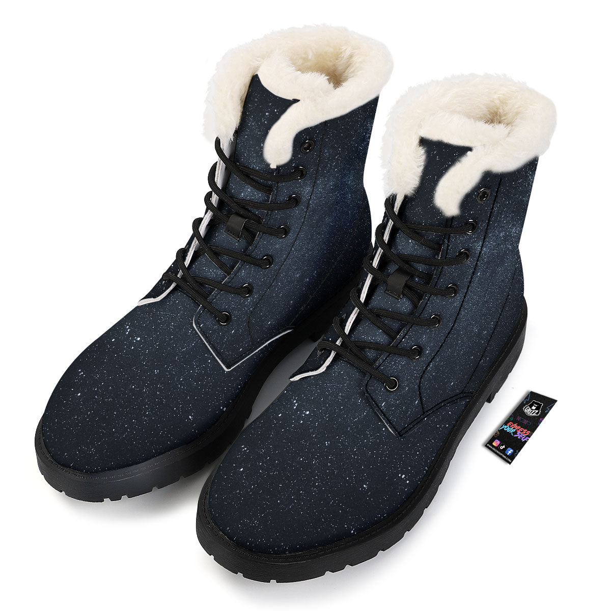 Space Dark Print Winter Boots-grizzshop