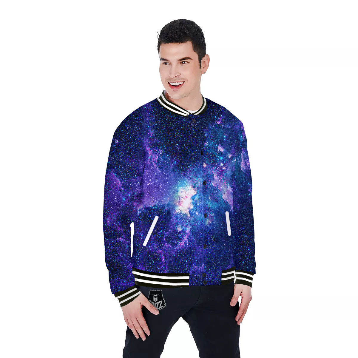 Space Deep Print Baseball Jacket-grizzshop
