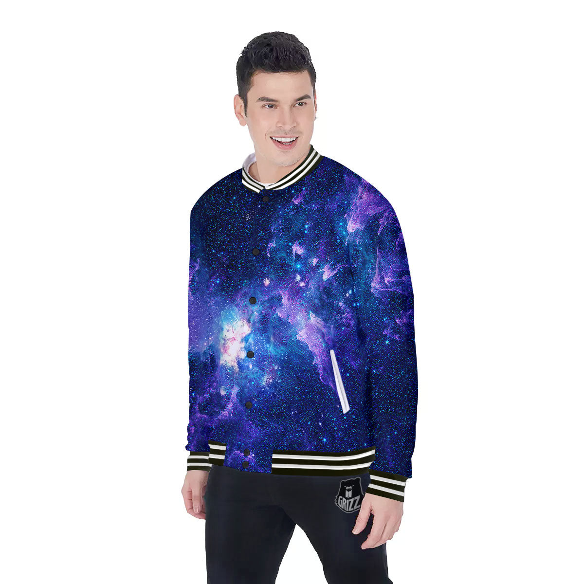 Space Deep Print Baseball Jacket-grizzshop