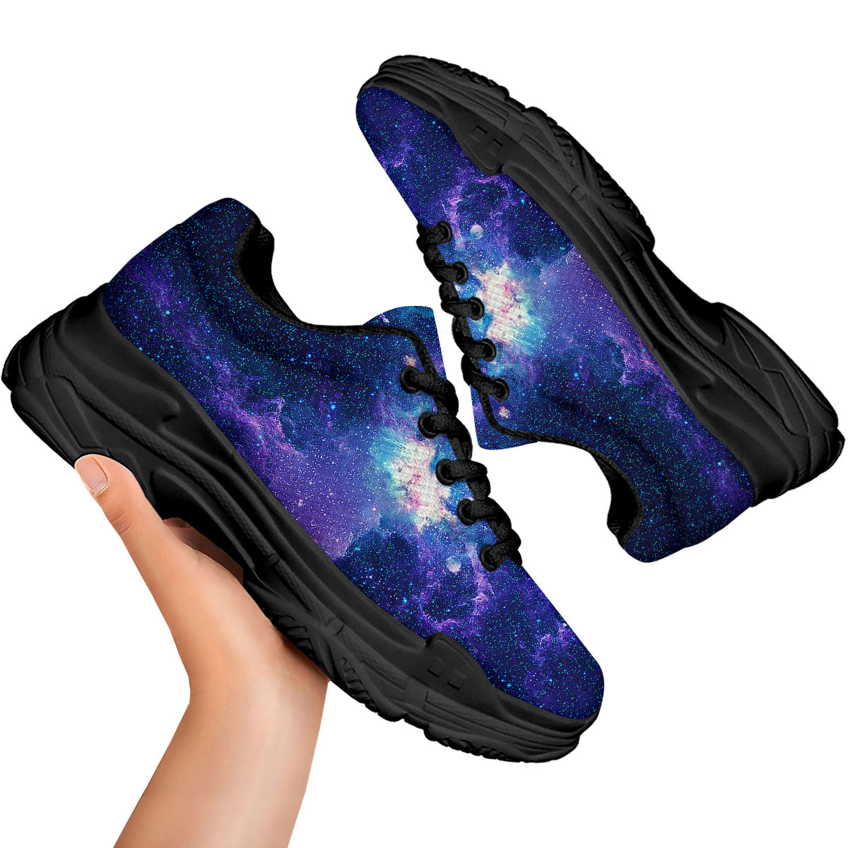 Space Deep Print Black Chunky Shoes-grizzshop