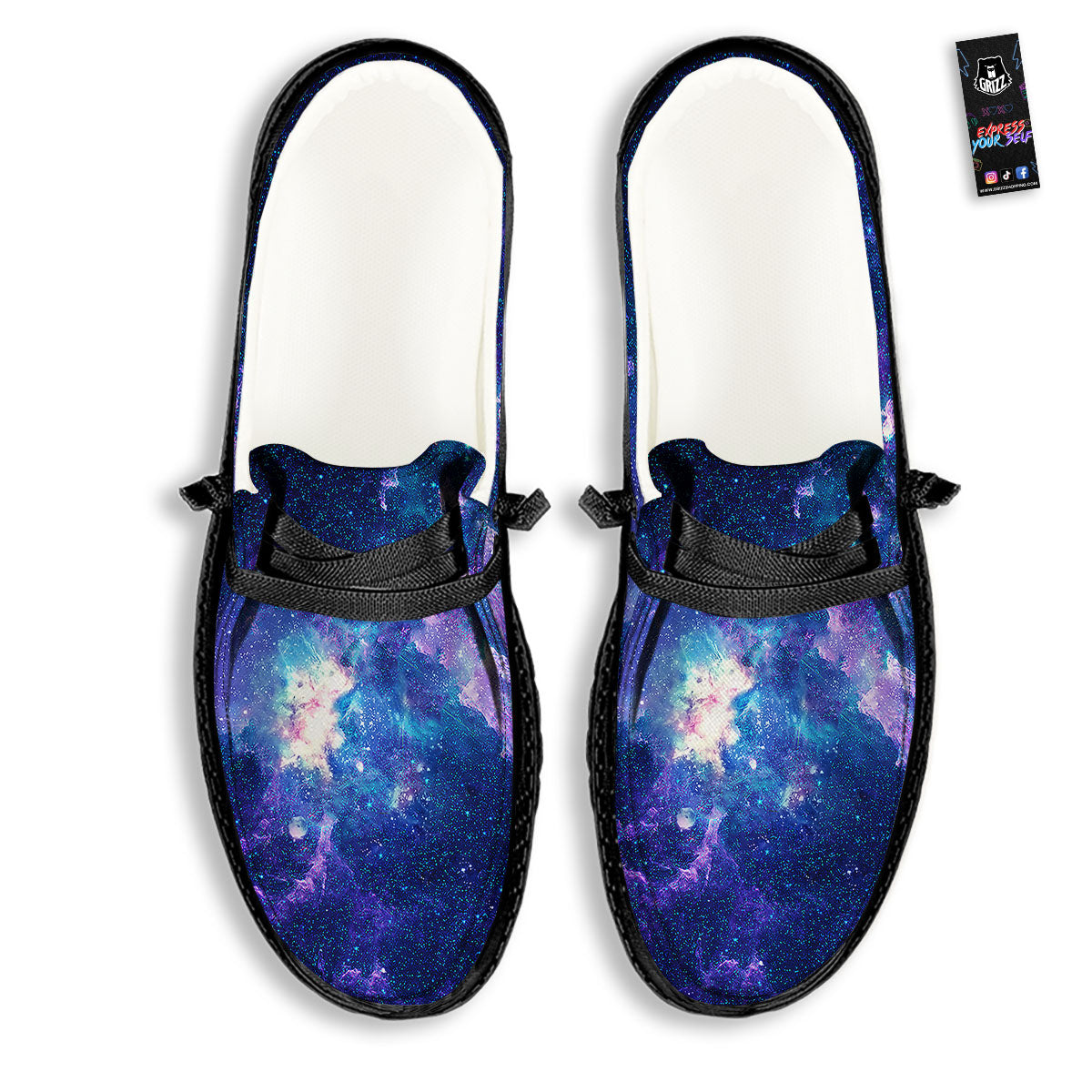 Space Deep Print Black Loafers-grizzshop