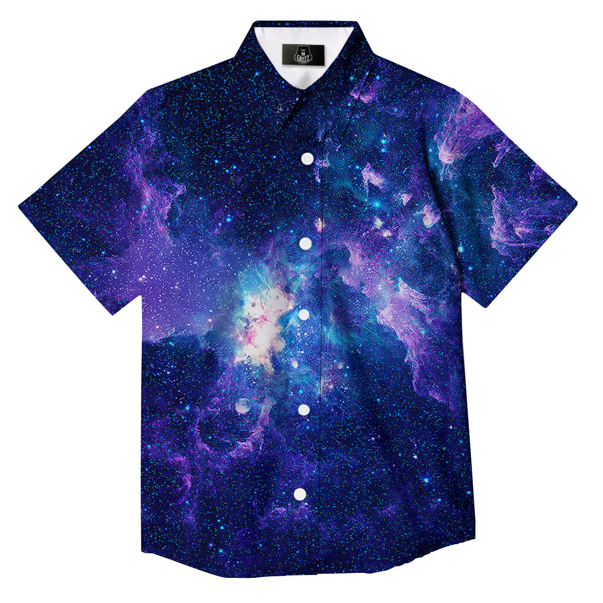 Space Deep Print Button Up Shirt-grizzshop