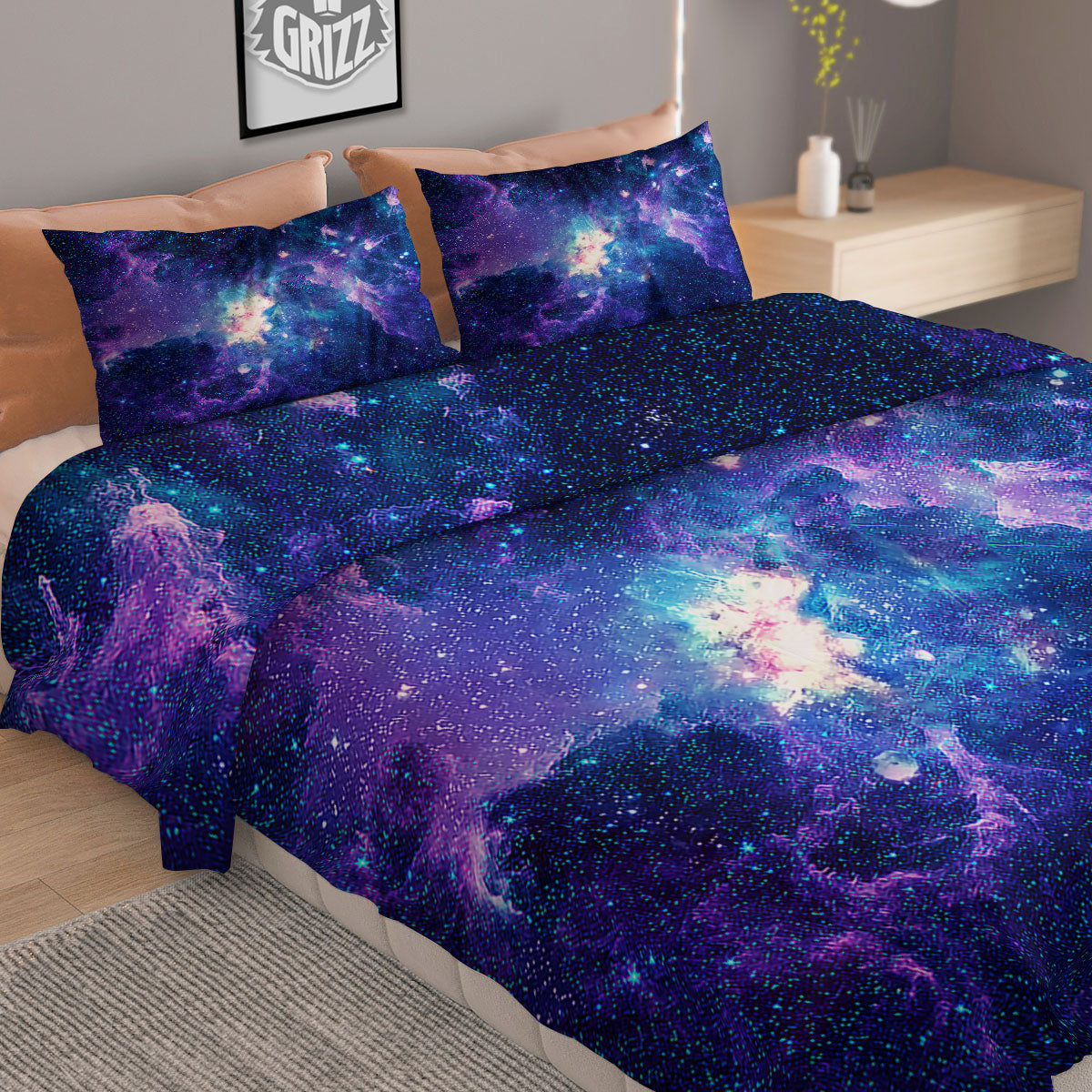 Space Deep Print Duvet Cover Bedding Set