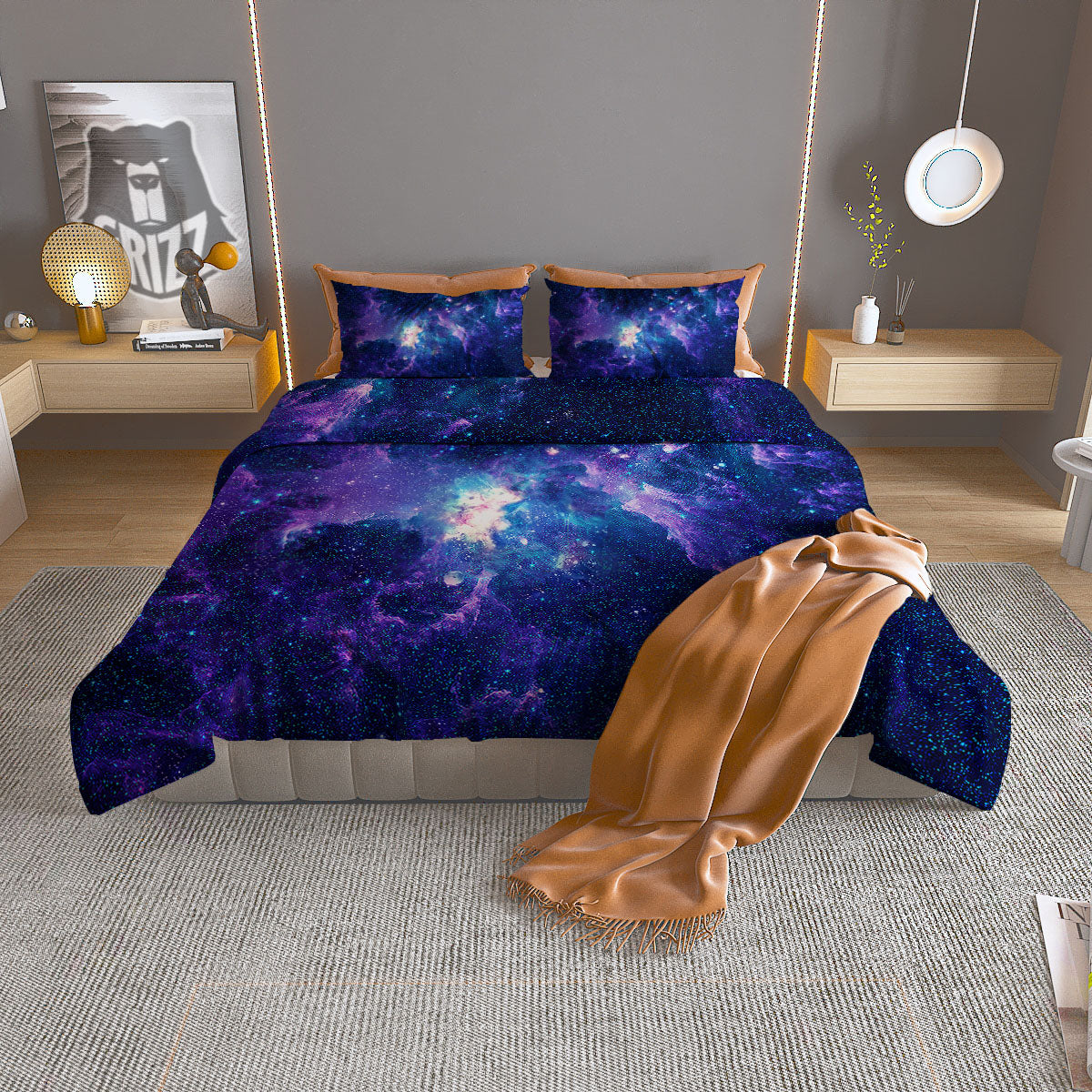 Space Deep Print Duvet Cover Bedding Set