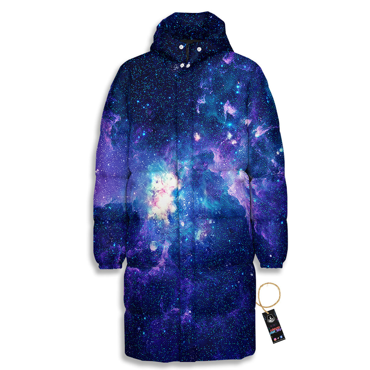 Space Deep Print Long Down Jacket-grizzshop