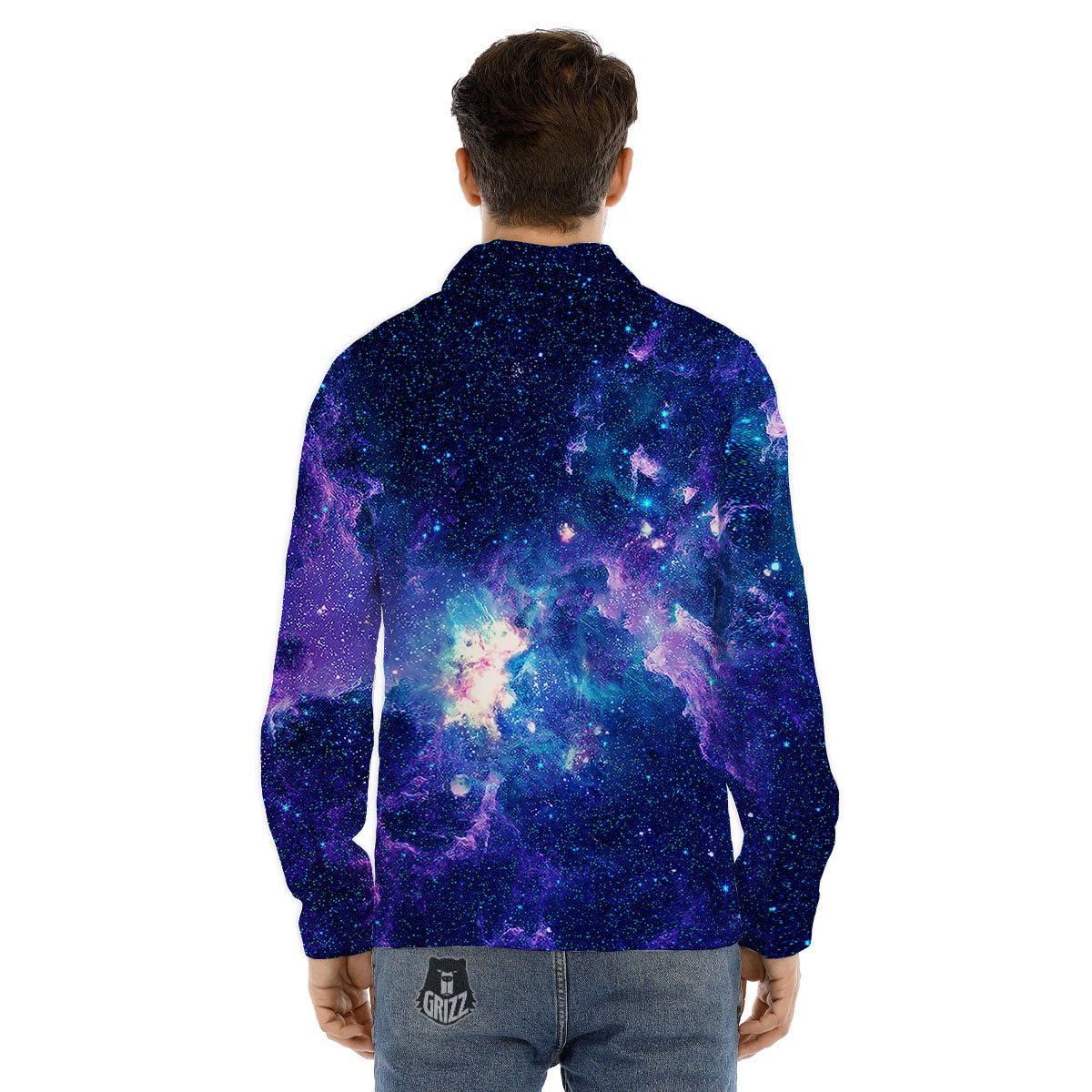 Space Deep Print Men's Dress Shirts-grizzshop