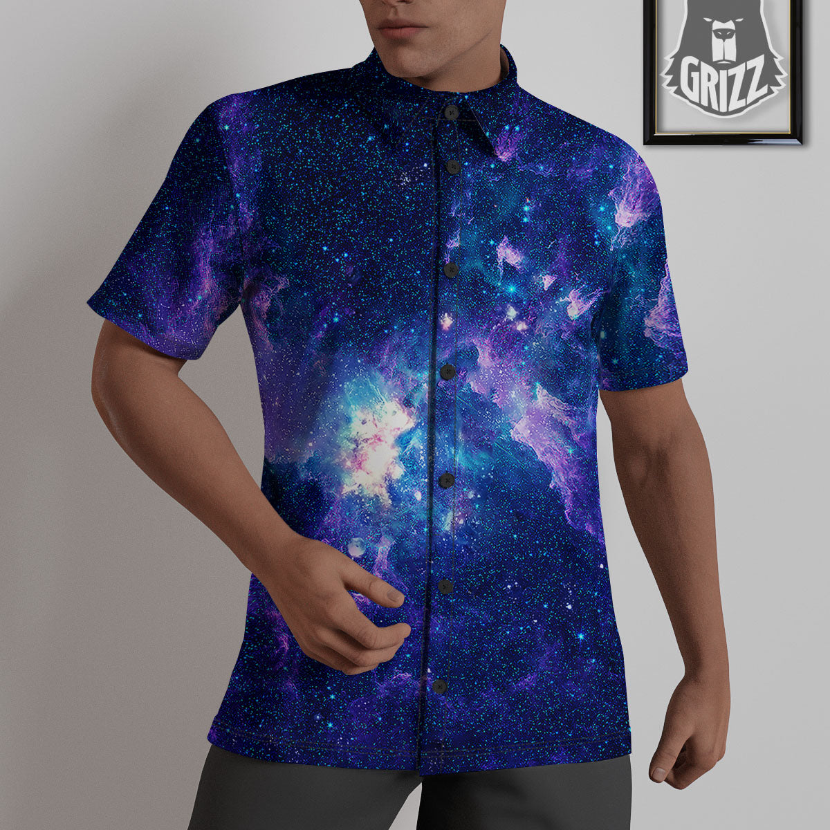 Space Deep Print Untucked Shirts-grizzshop