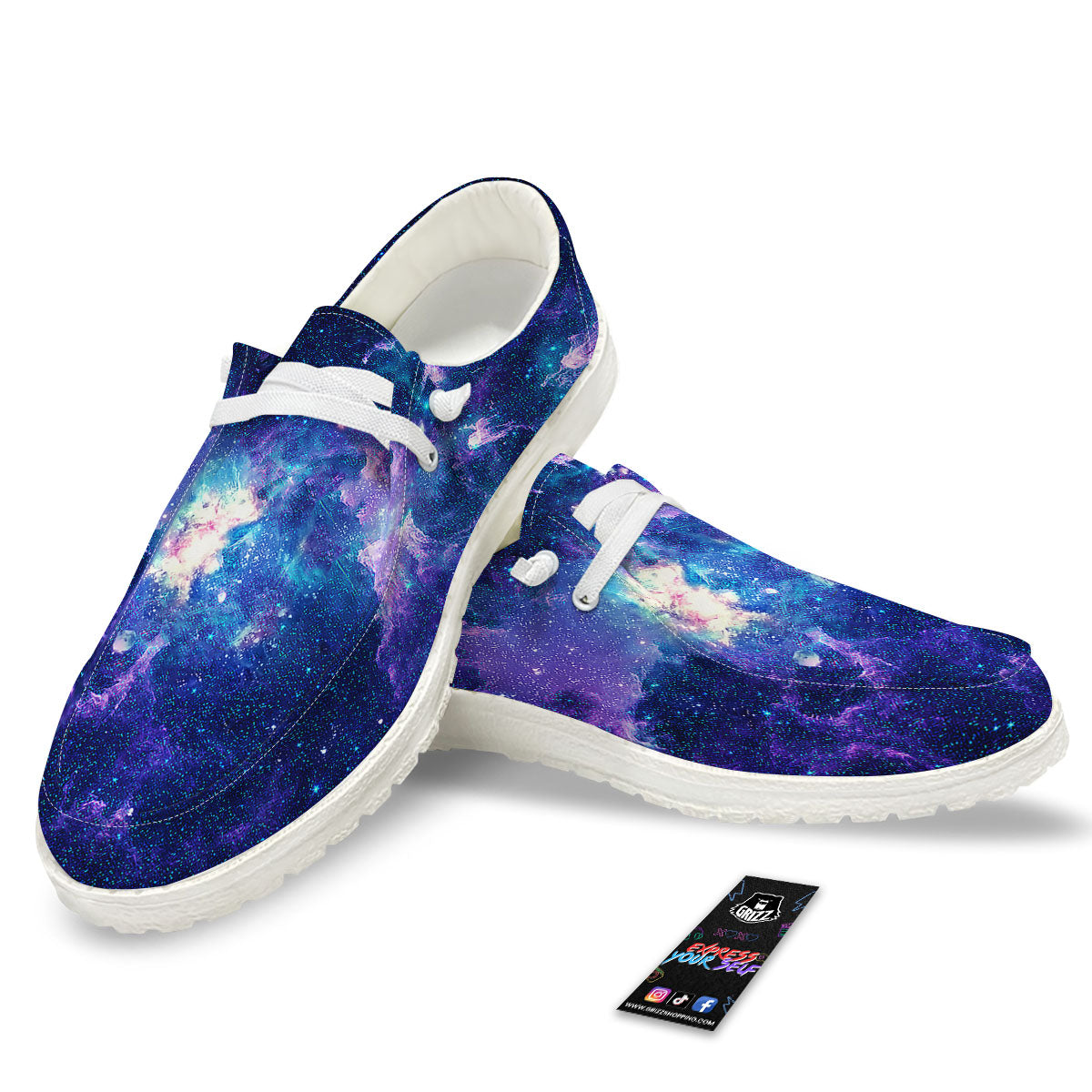Space Deep Print White Loafers-grizzshop