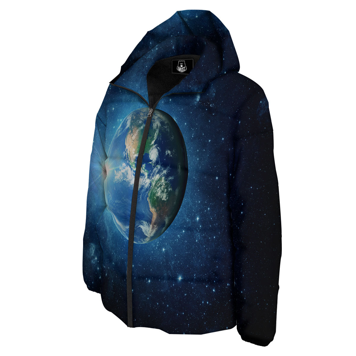 Space Earth Planet And Print Down Jacket-grizzshop