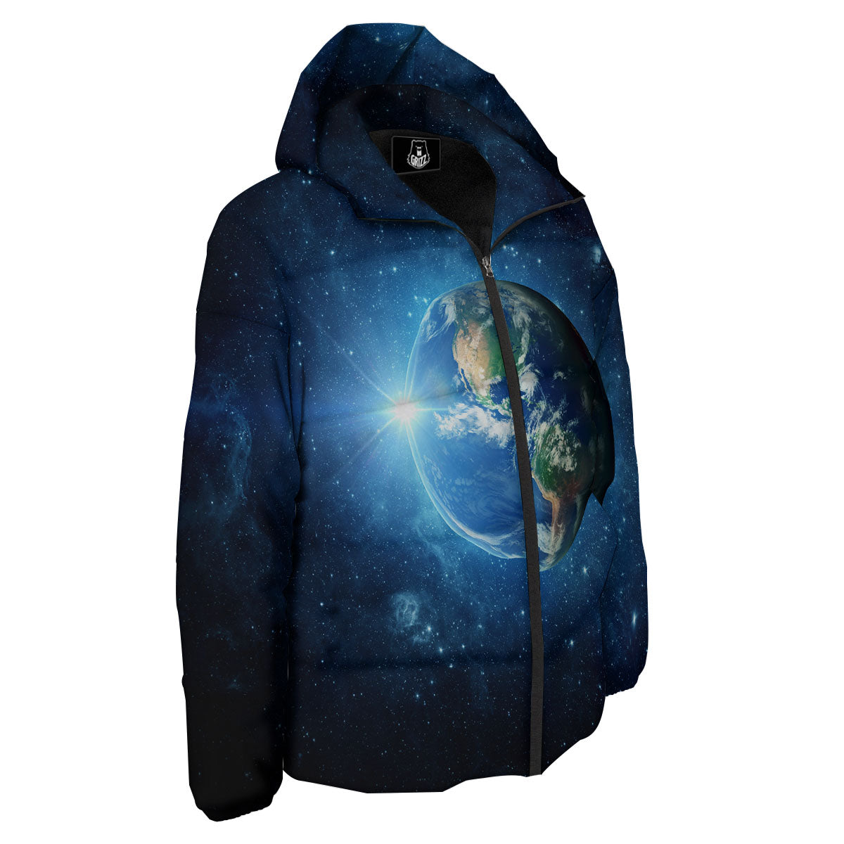 Space Earth Planet And Print Down Jacket-grizzshop