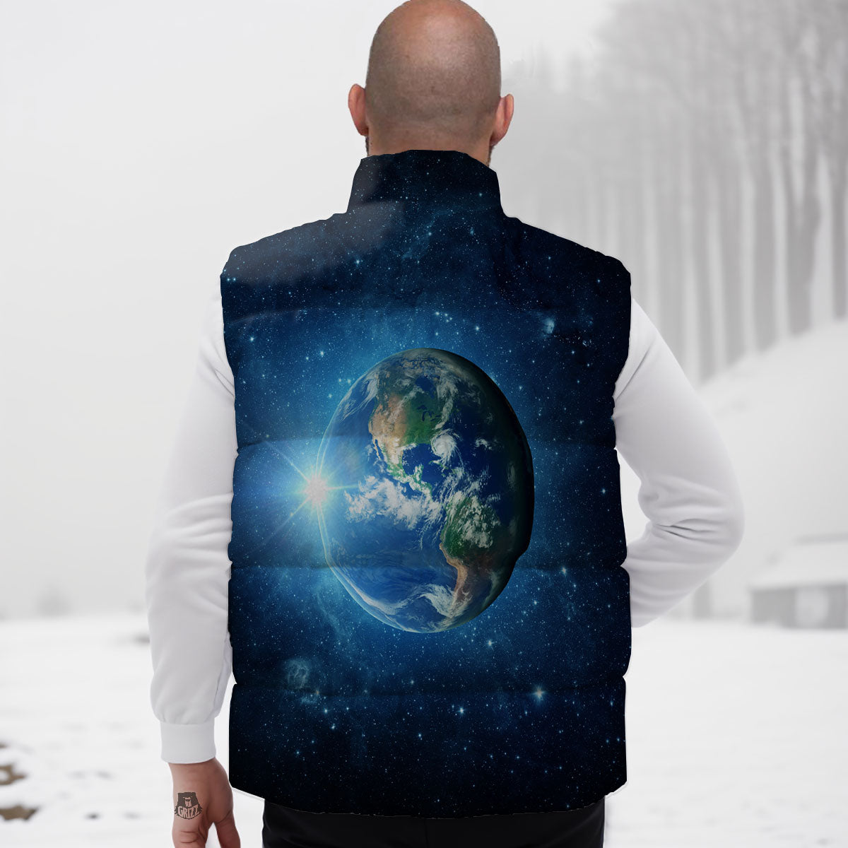 Space Earth Planet And Print Down Vest