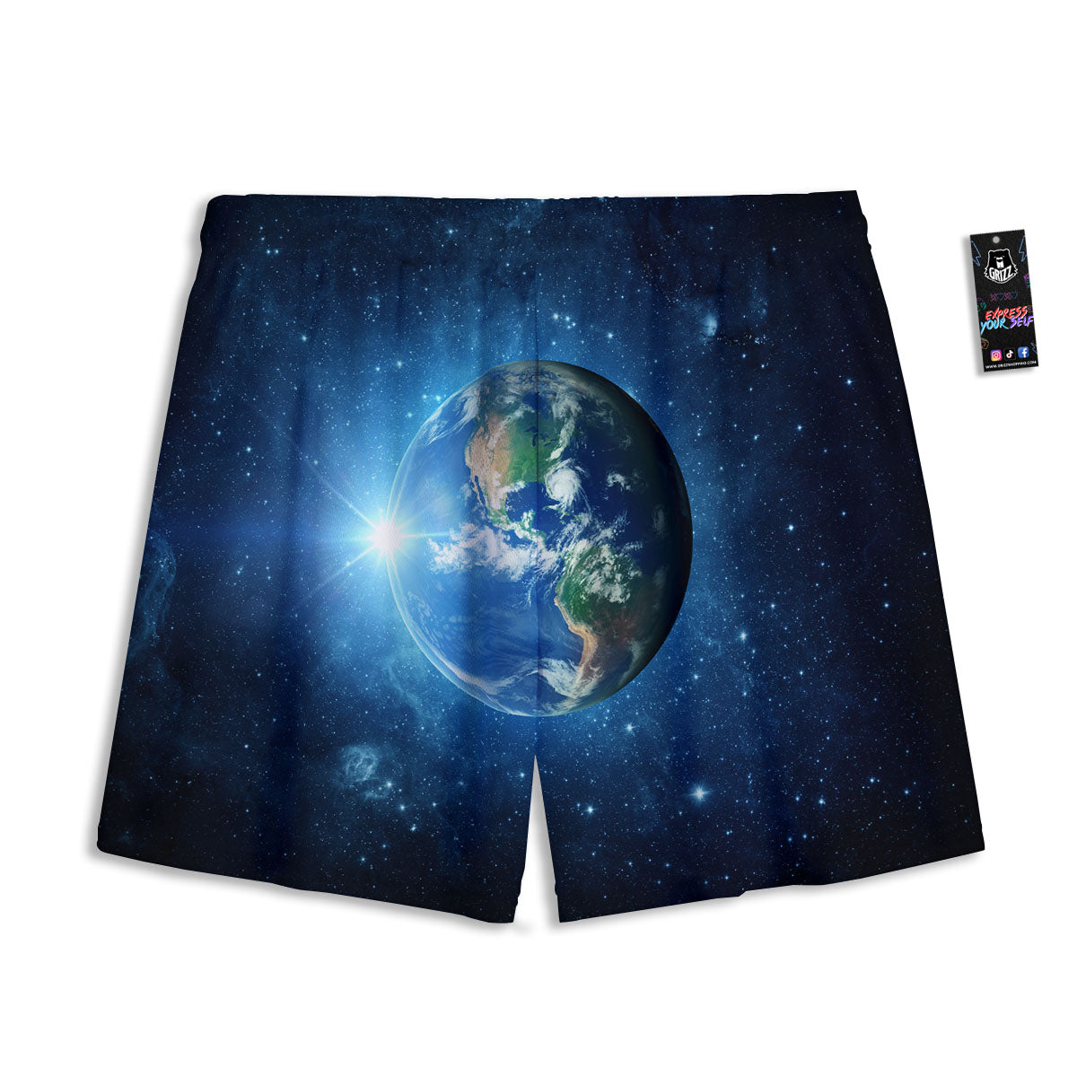 Space Earth Planet And Print Mesh Shorts