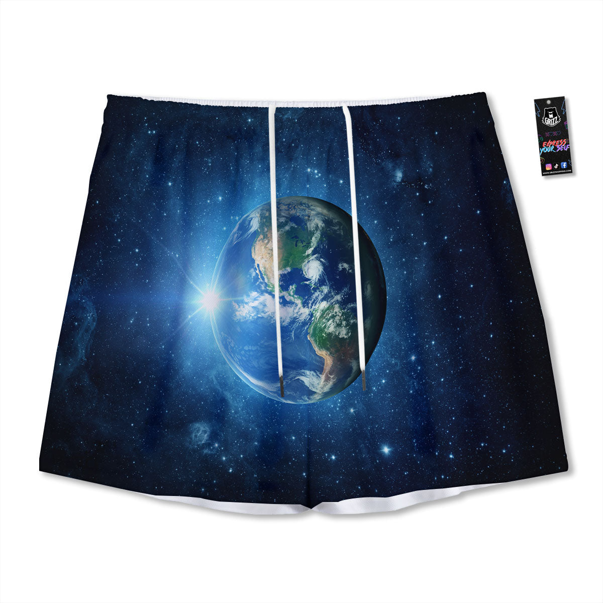 Space Earth Planet And Print Mesh Shorts
