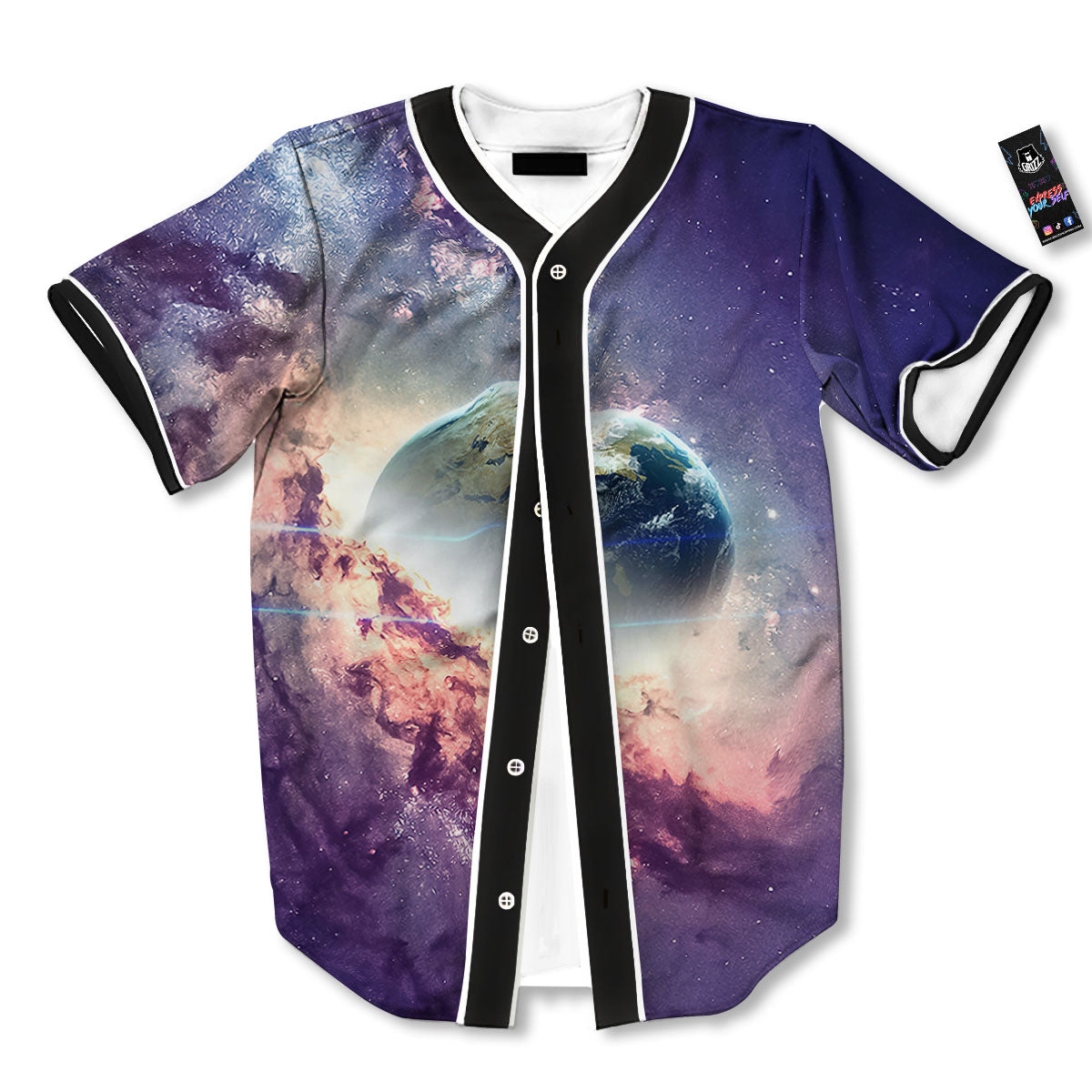 Space Endless Print Baseball Jersey-grizzshop