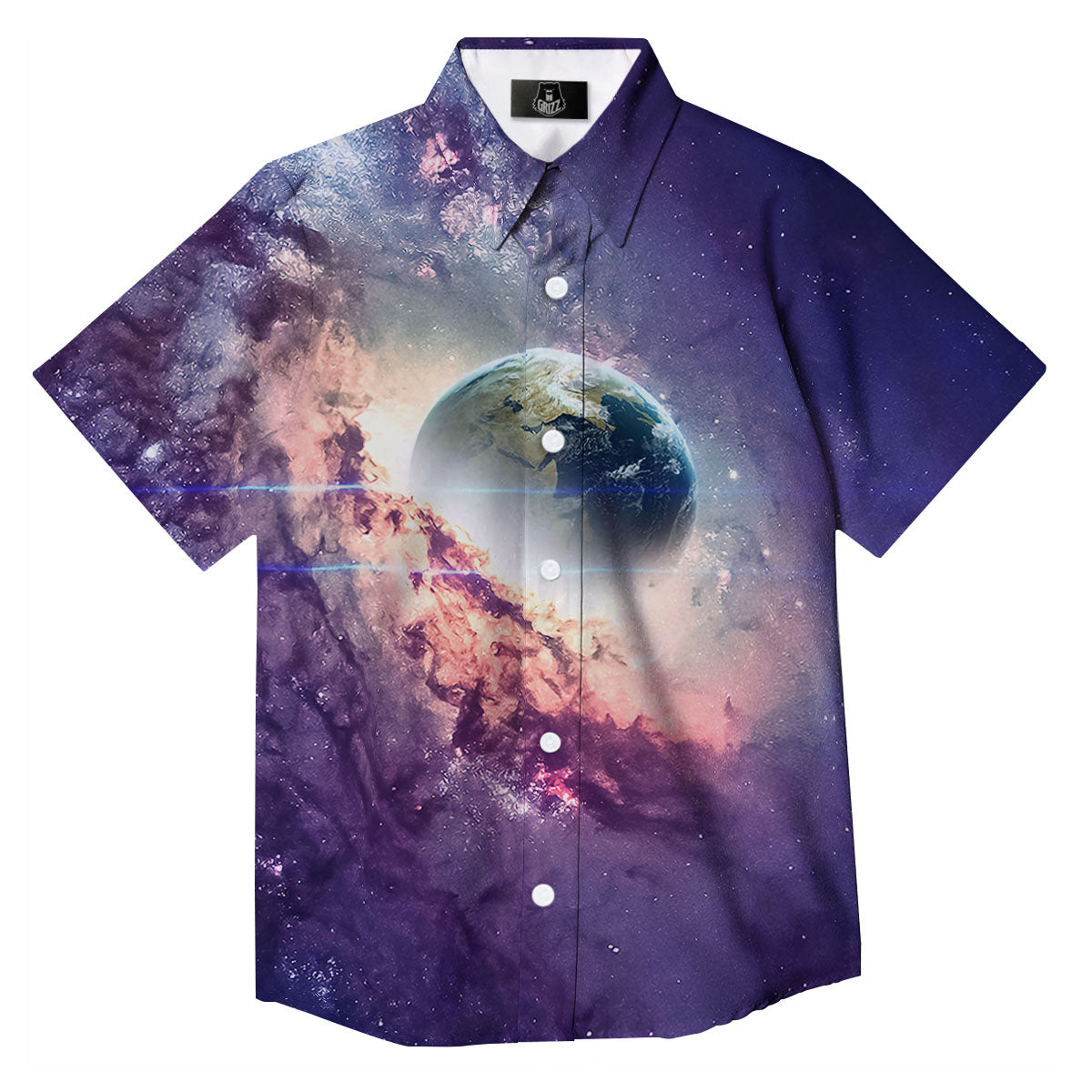 Space Endless Print Button Up Shirt-grizzshop