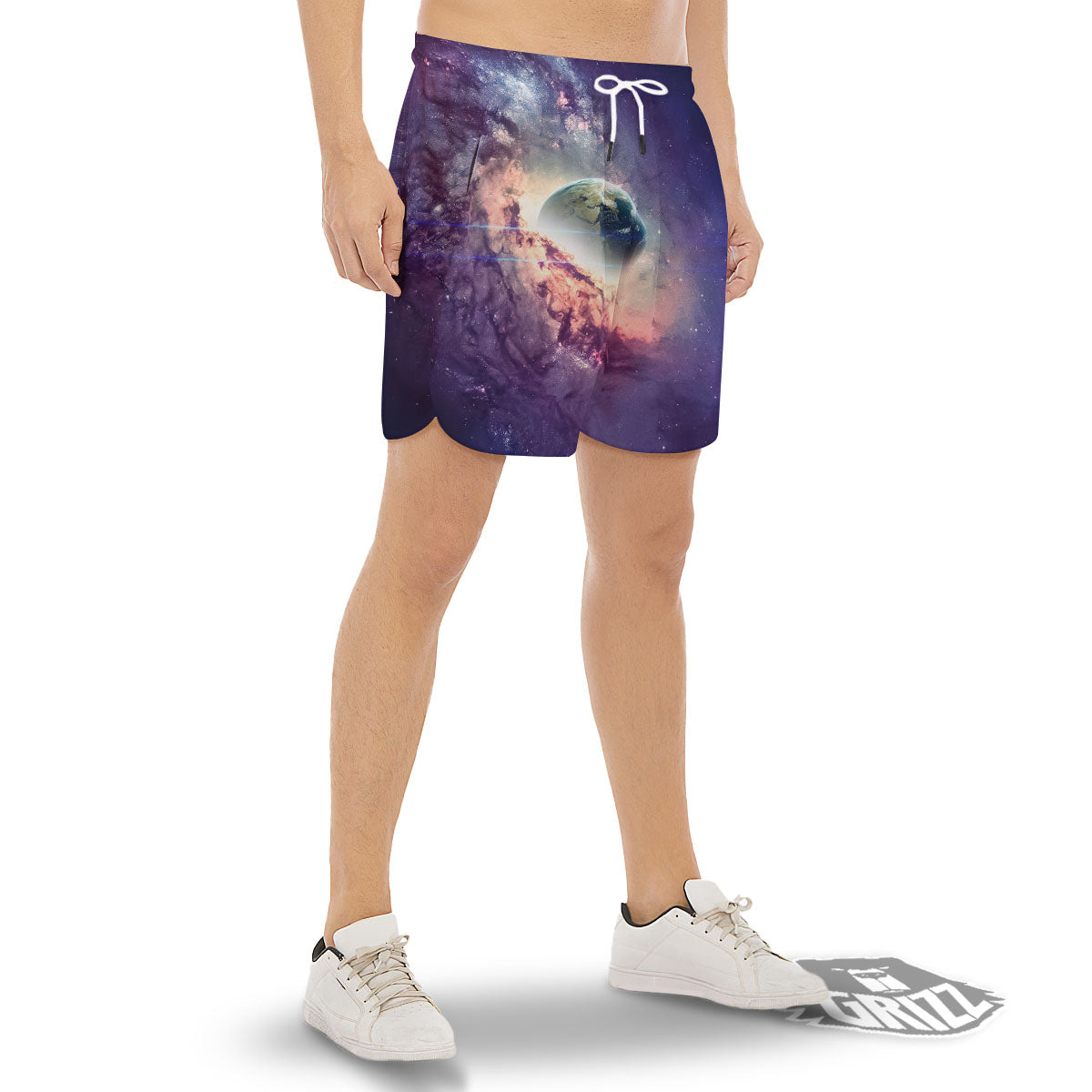 Space Endless Print Men's Gym Shorts-grizzshop