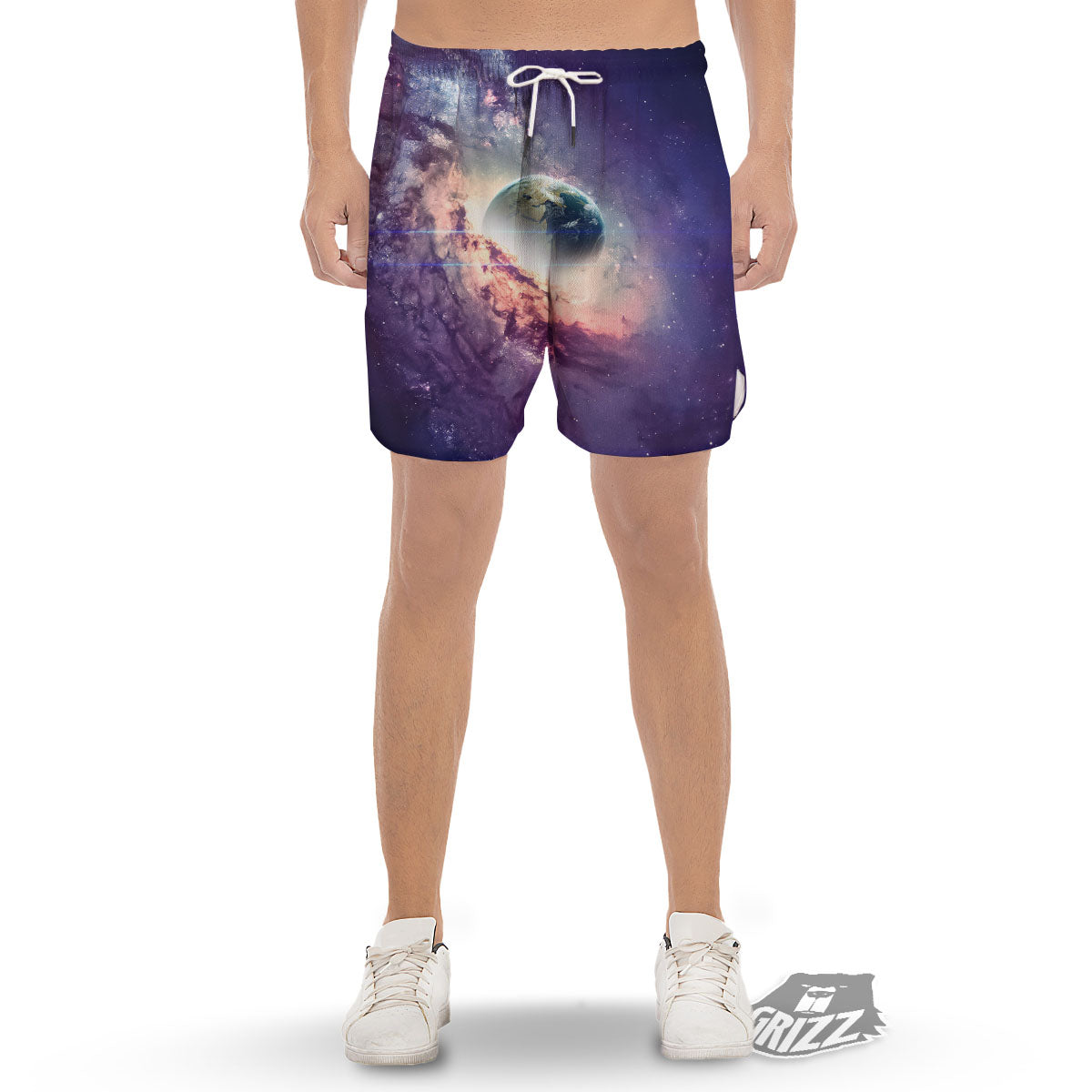 Space Endless Print Men's Gym Shorts-grizzshop