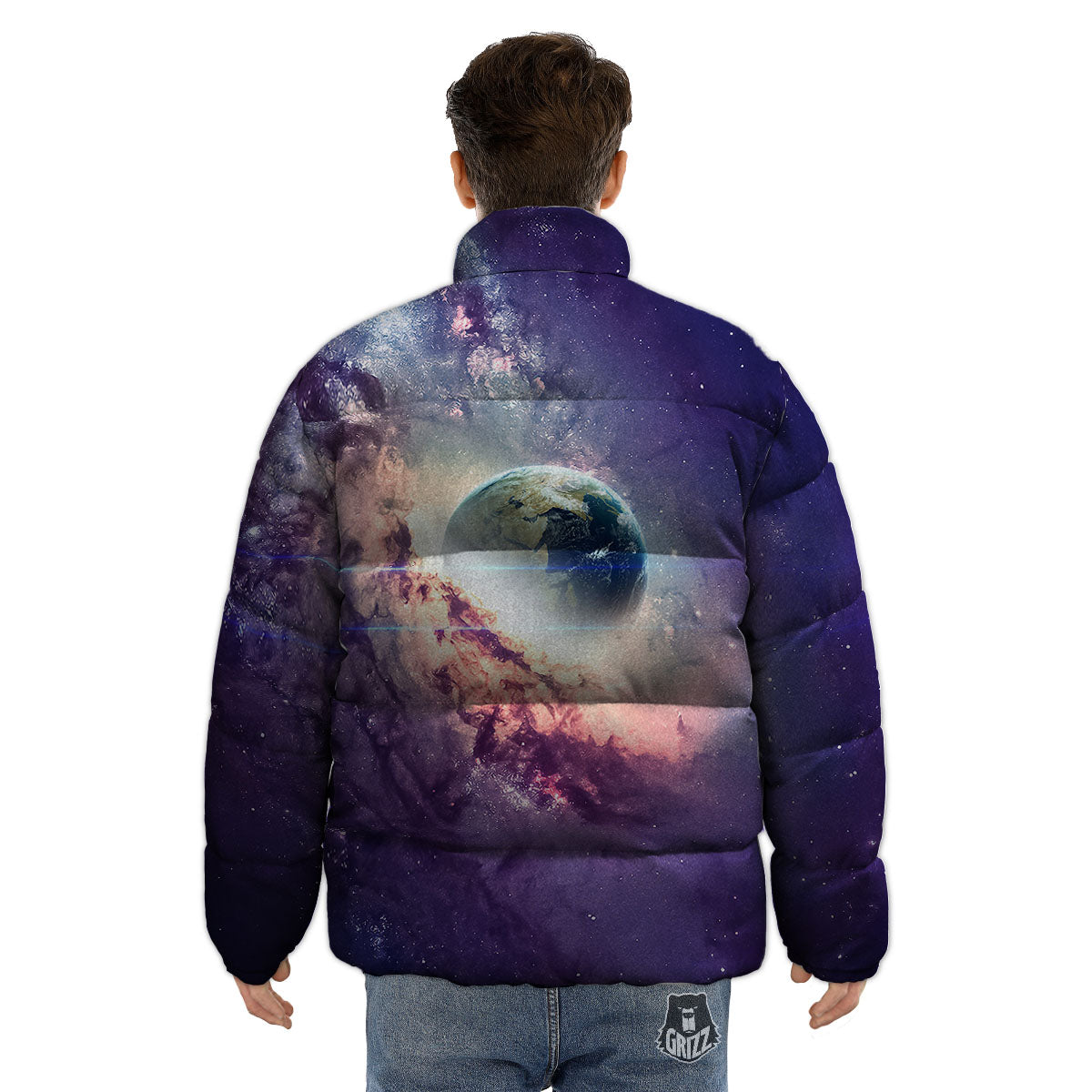 Space Endless Print Puffer Jacket-grizzshop
