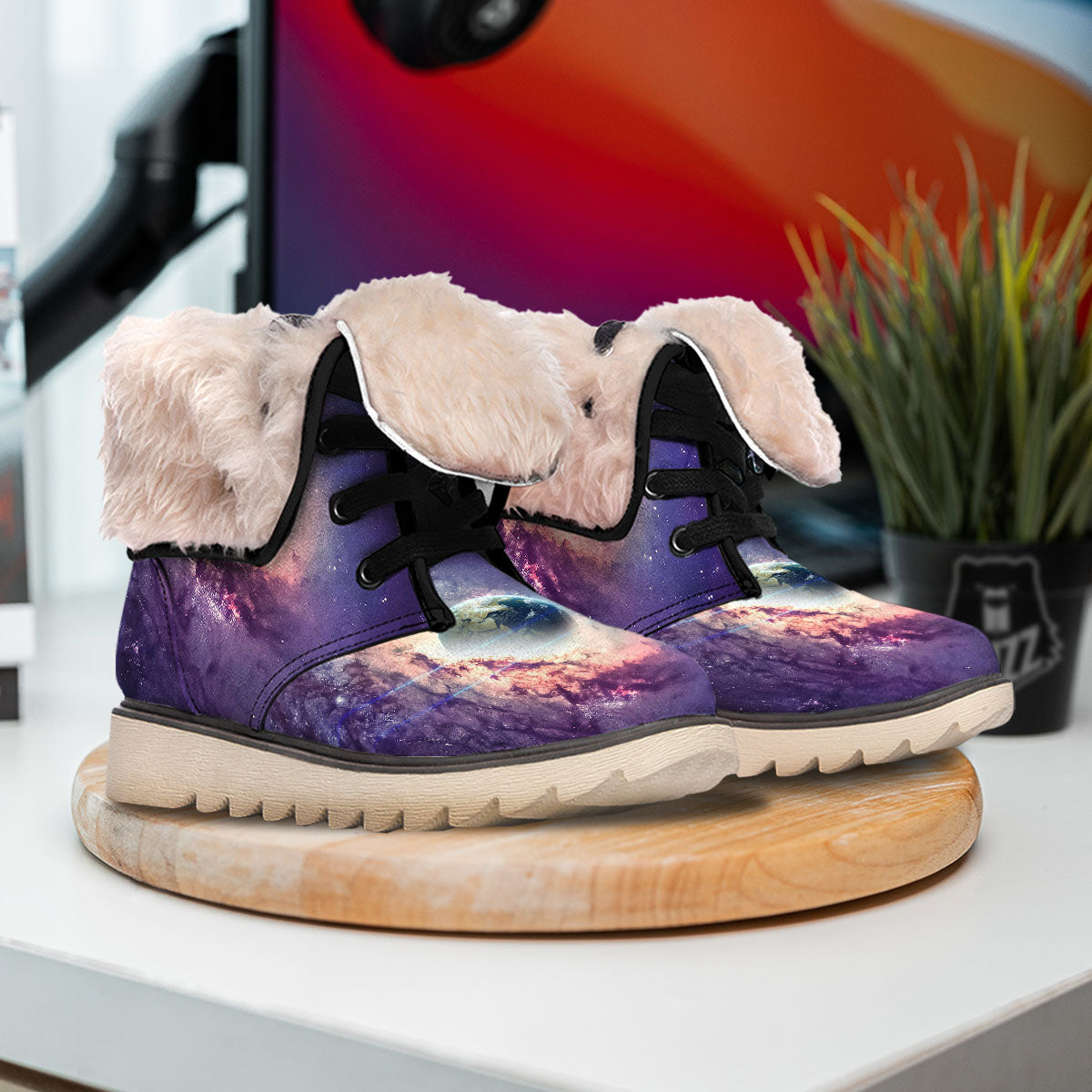 Space Endless Print Snow Boots-grizzshop