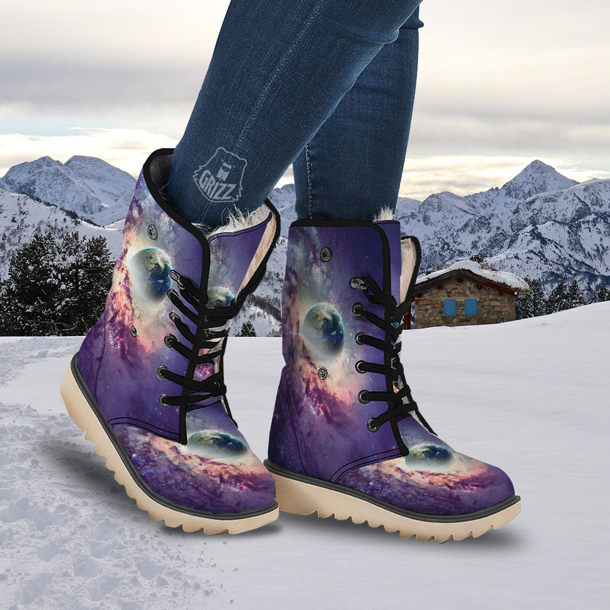Space Endless Print Snow Boots-grizzshop