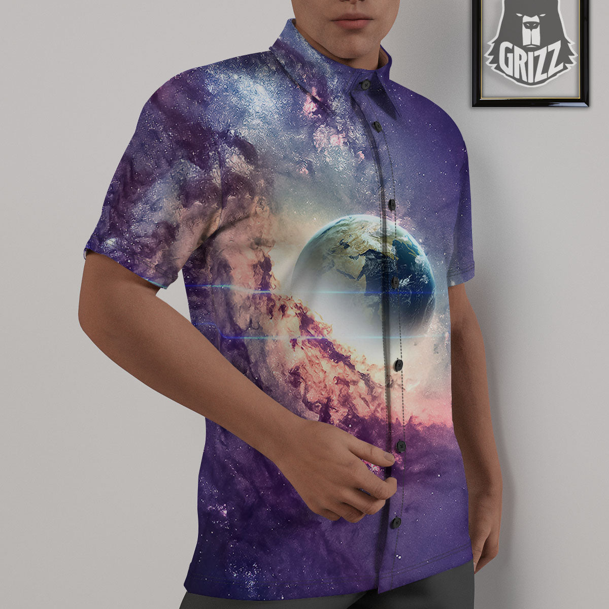 Space Endless Print Untucked Shirts-grizzshop