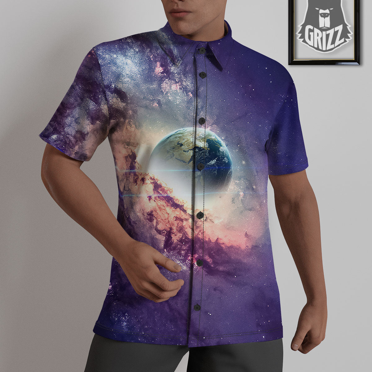 Space Endless Print Untucked Shirts-grizzshop