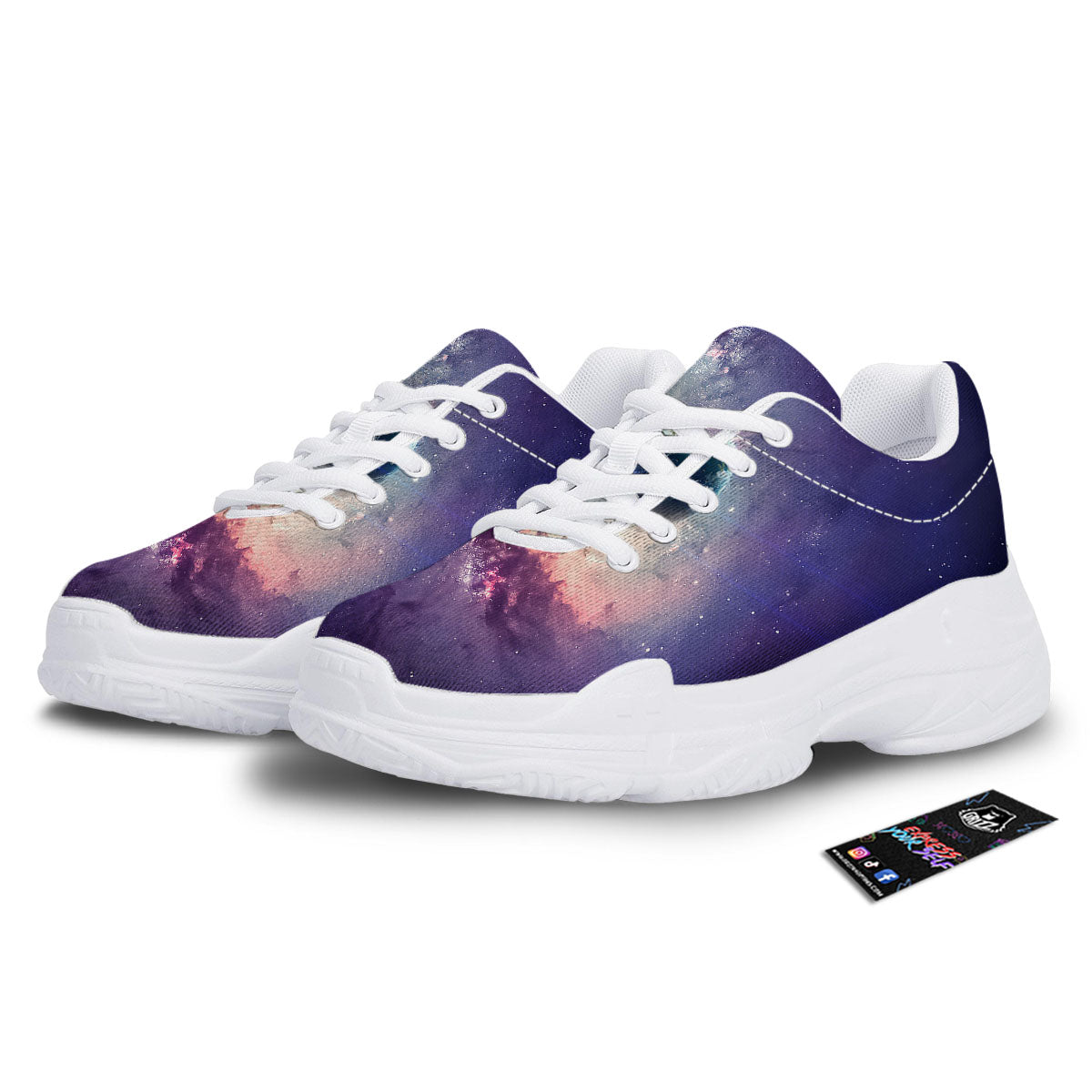Space Endless Print White Chunky Shoes-grizzshop