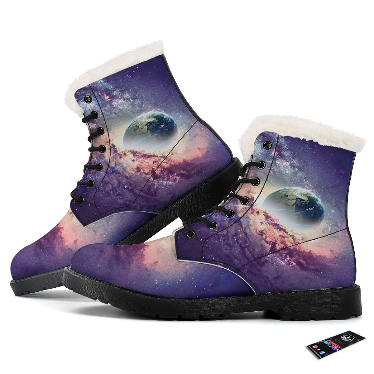 Space Endless Print Winter Boots-grizzshop