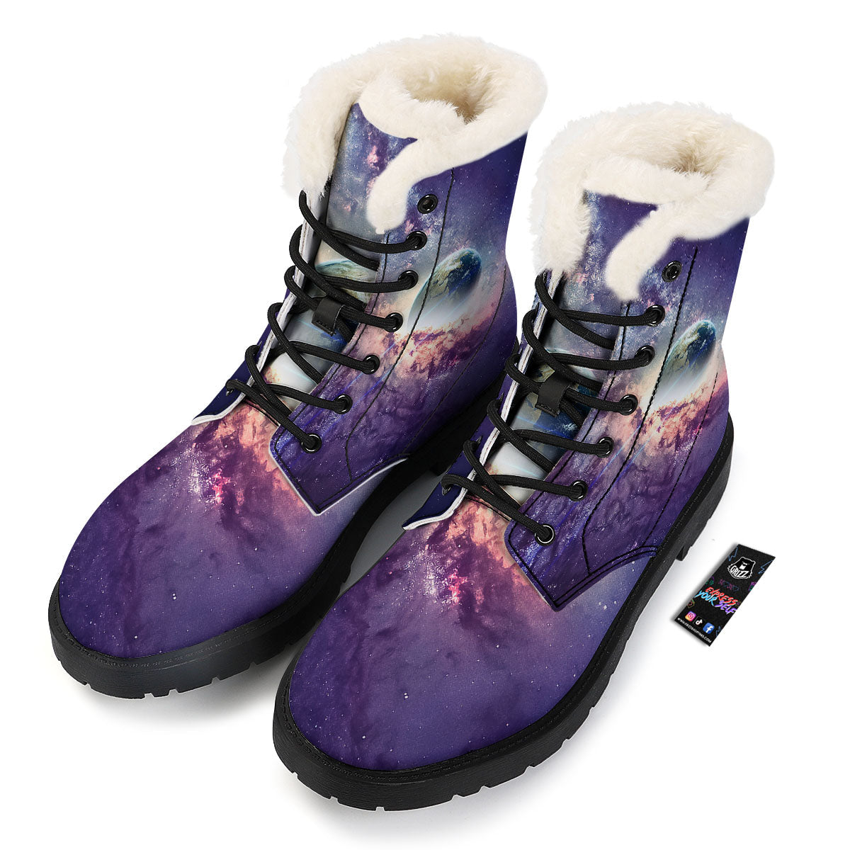 Space Endless Print Winter Boots-grizzshop