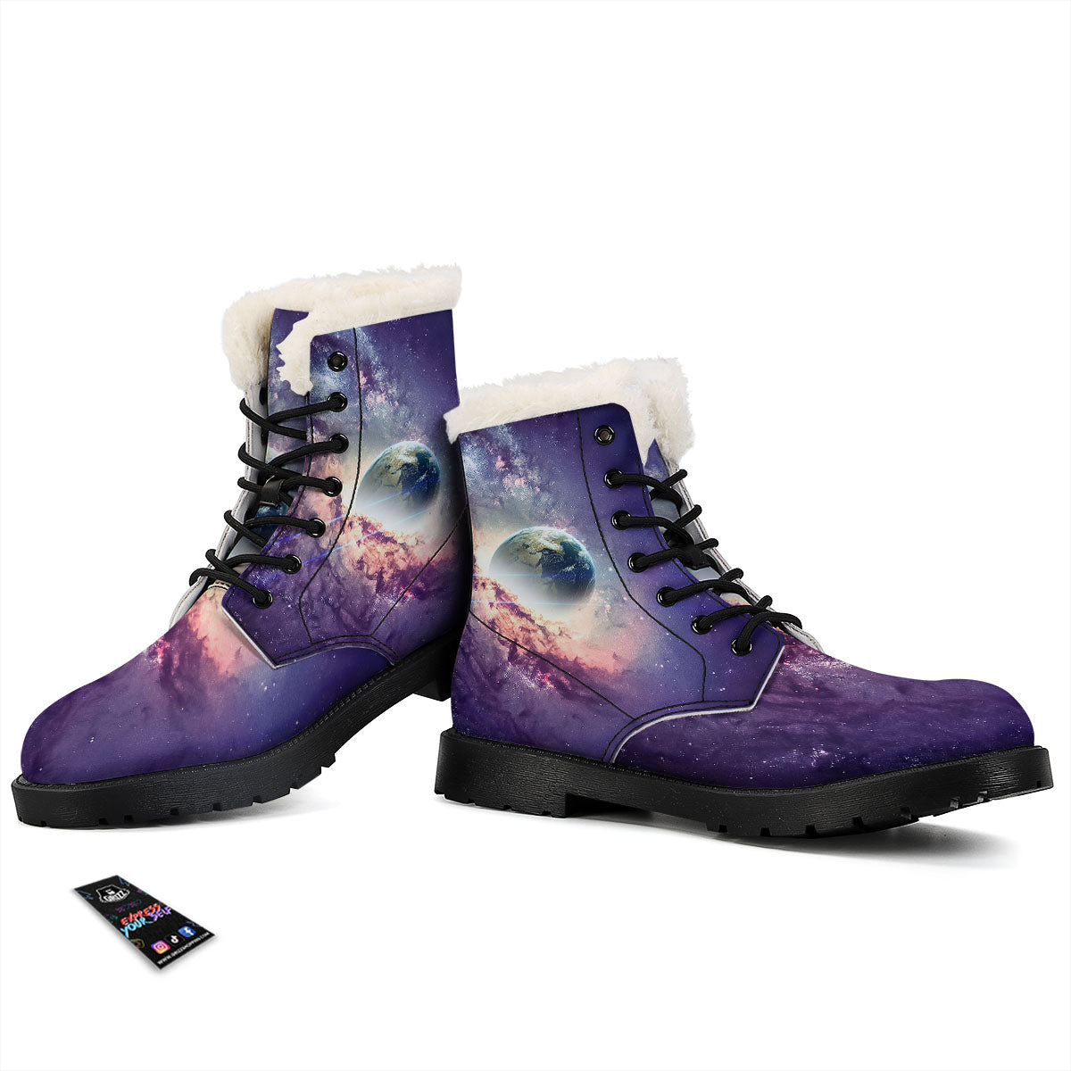 Space Endless Print Winter Boots-grizzshop