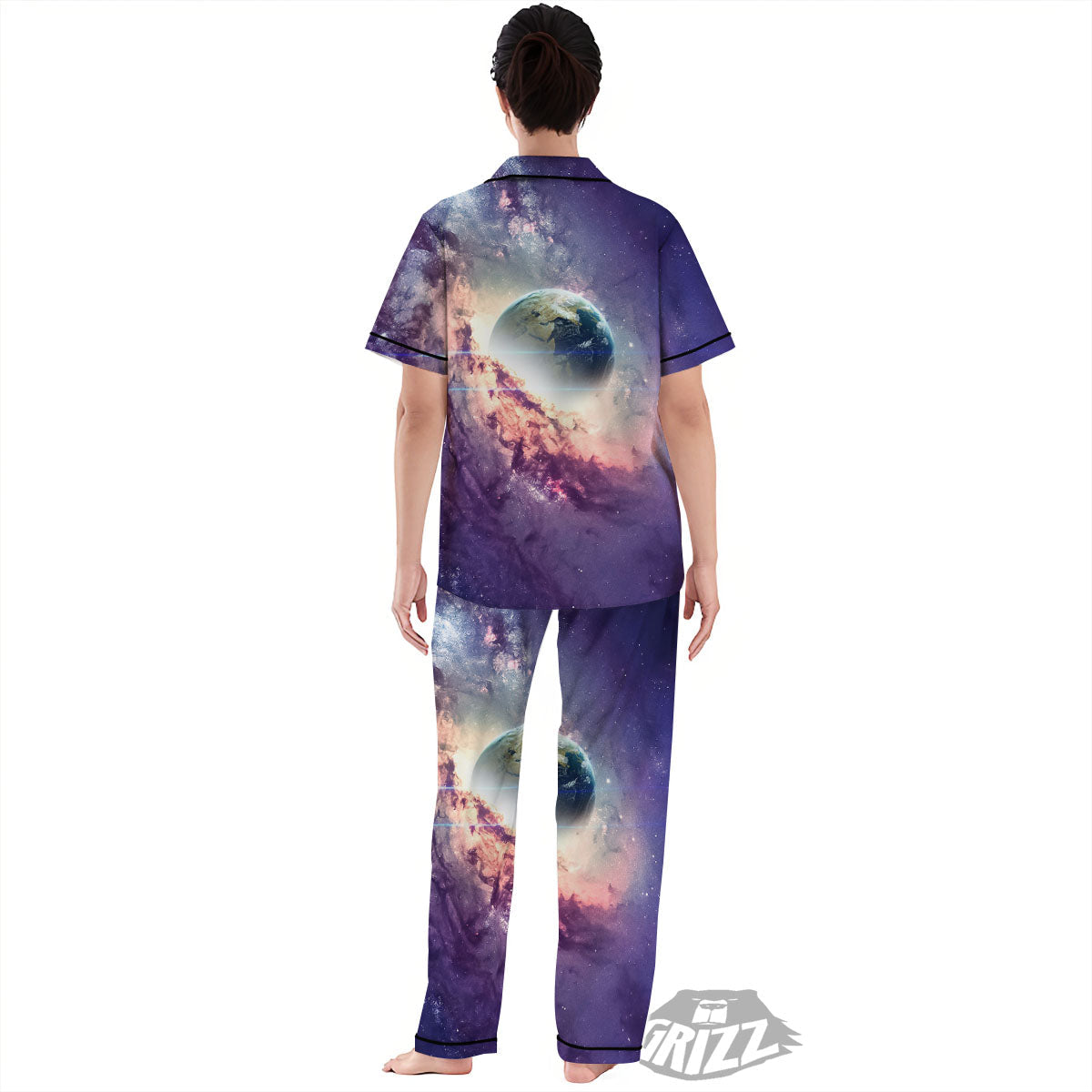 Space Endless Print Women's Pajamas Set-grizzshop
