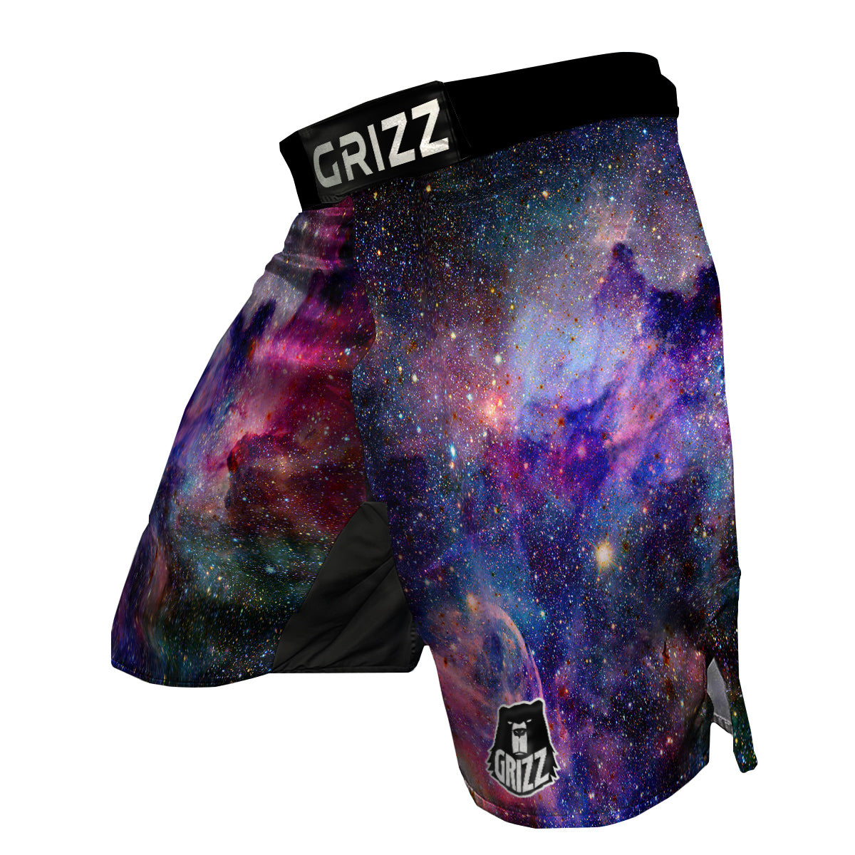 Space Galaxy Purple Stardust Print MMA Shorts-grizzshop