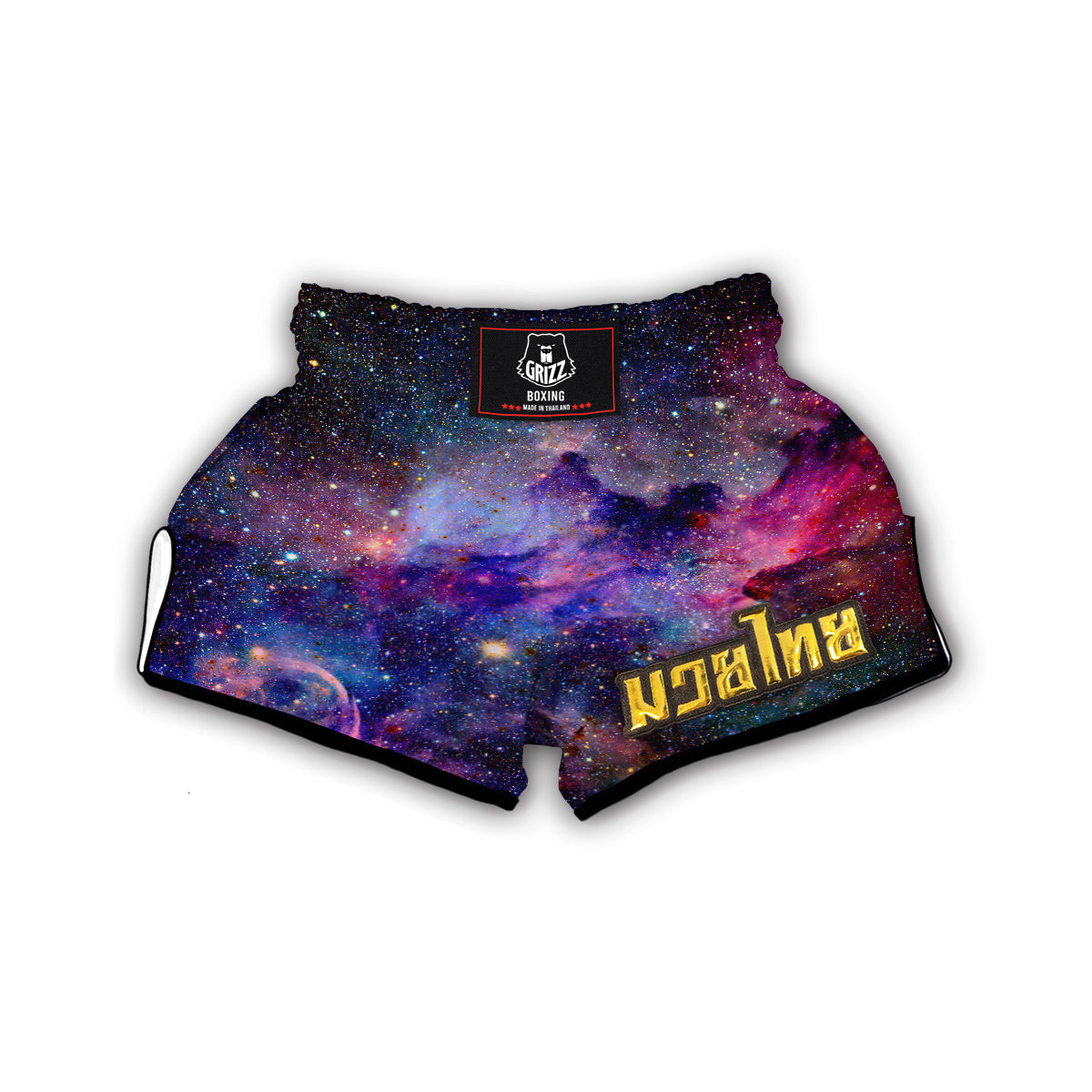 Space Galaxy Purple Stardust Print Muay Thai Boxing Shorts-grizzshop