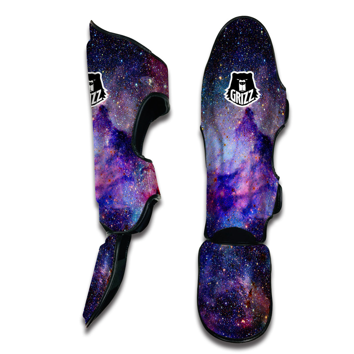 Space Galaxy Purple Stardust Print Muay Thai Shin Guards-grizzshop