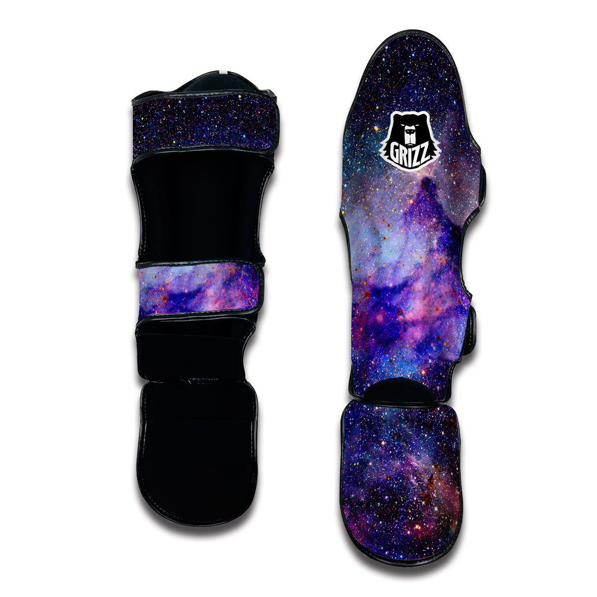 Space Galaxy Purple Stardust Print Muay Thai Shin Guards-grizzshop