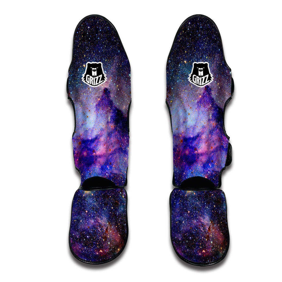 Space Galaxy Purple Stardust Print Muay Thai Shin Guards-grizzshop