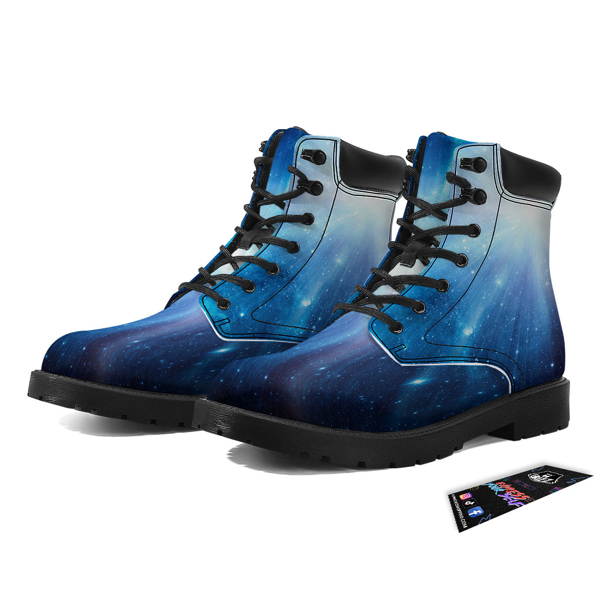 Space Light Blue Print Boots-grizzshop