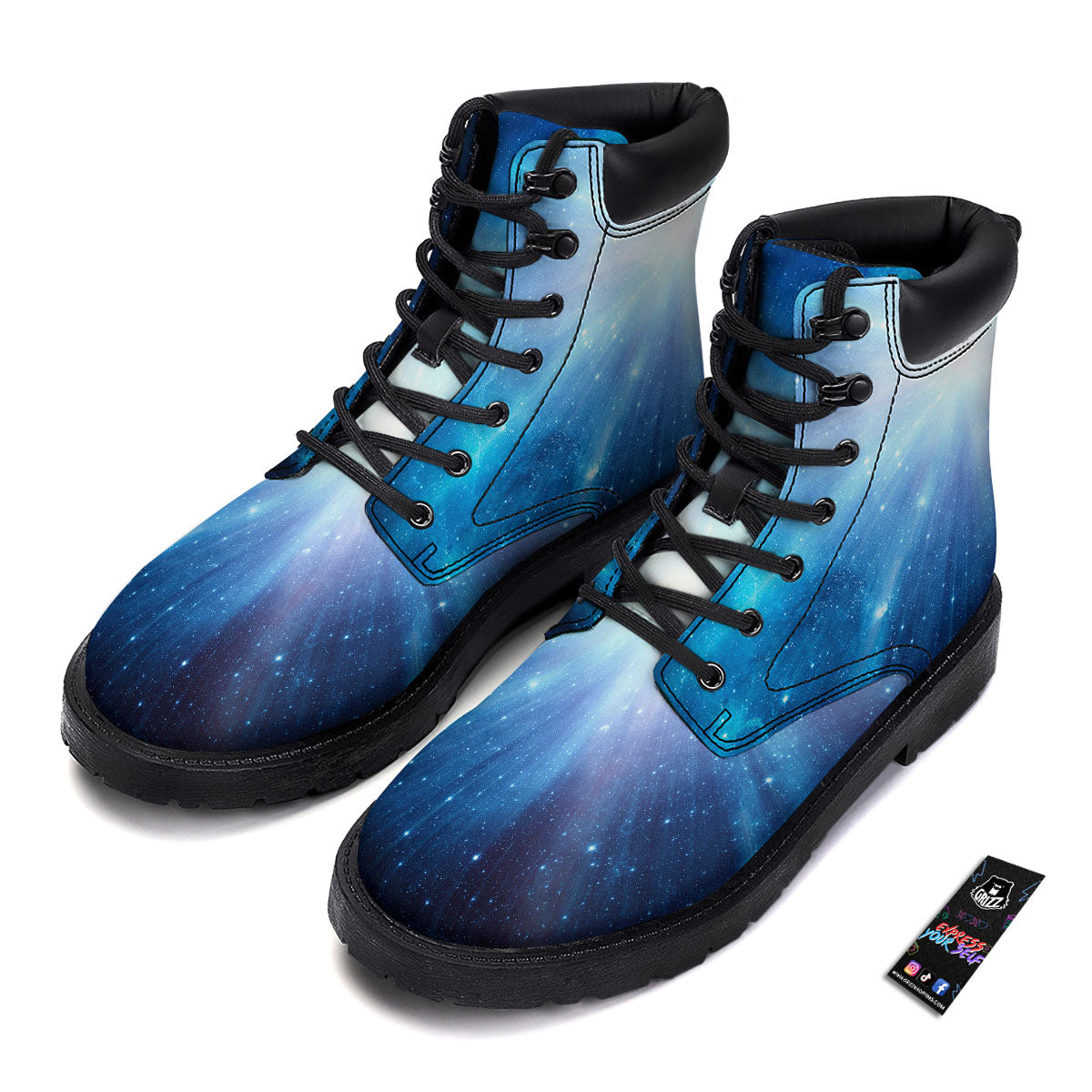 Space Light Blue Print Boots-grizzshop