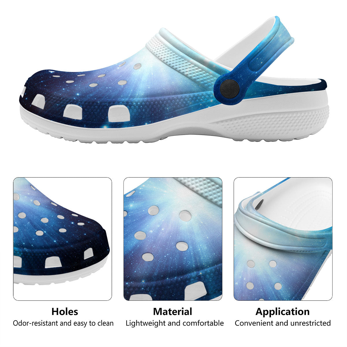 Space Light Blue Print Clog-grizzshop