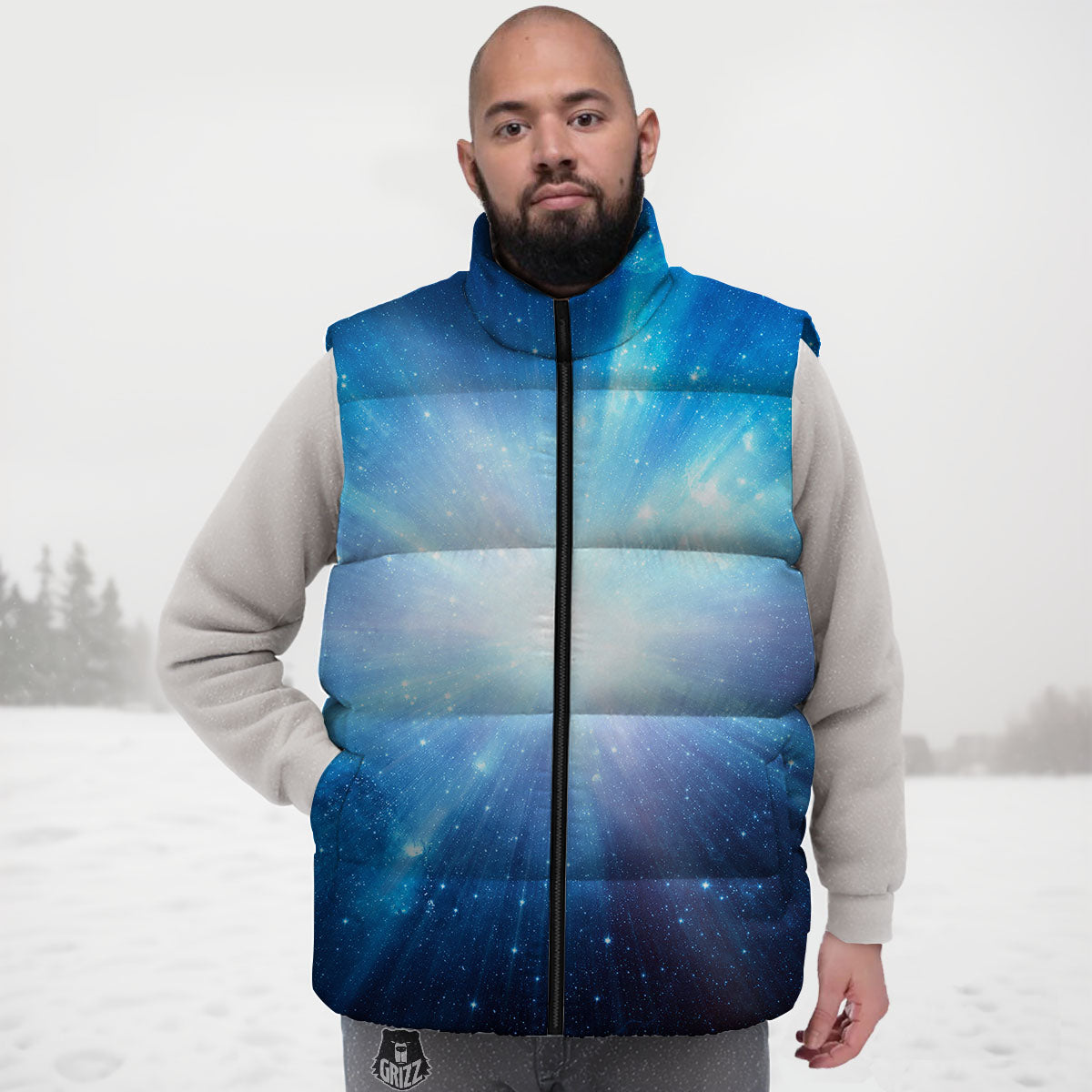 Space Light Blue Print Down Vest