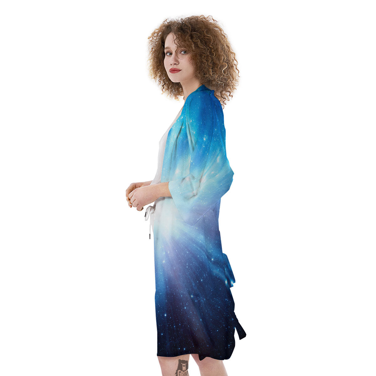 Space Light Blue Print Kimono-grizzshop