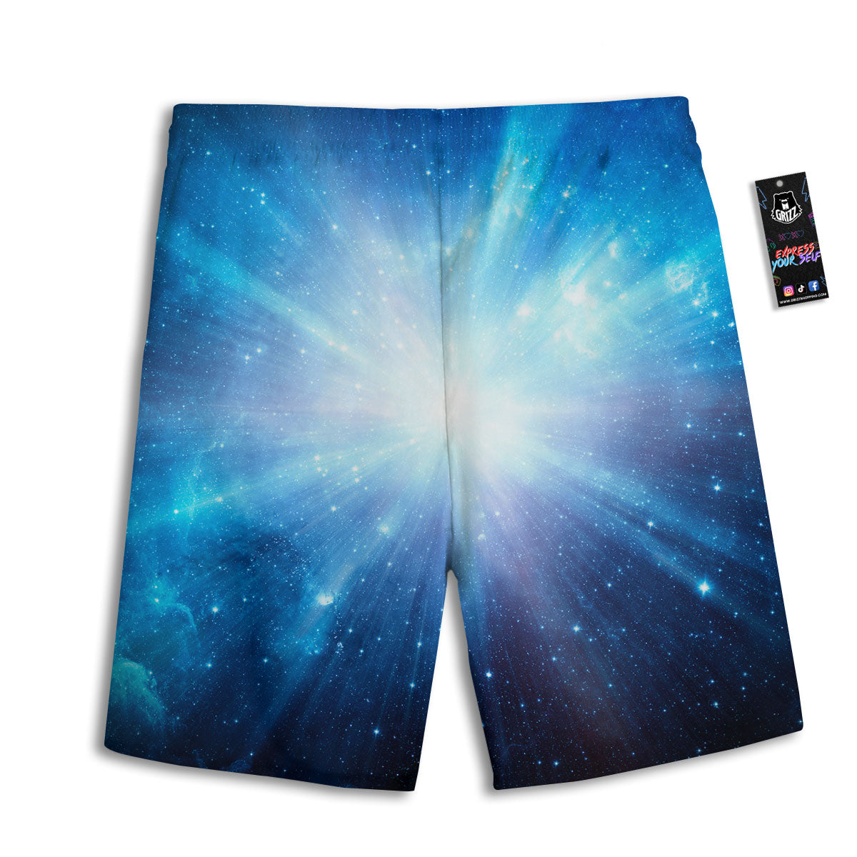 Space Light Blue Print Men's Athletic Shorts