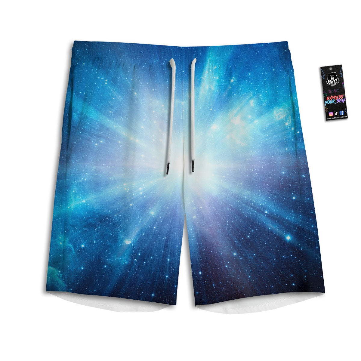 Space Light Blue Print Men's Athletic Shorts