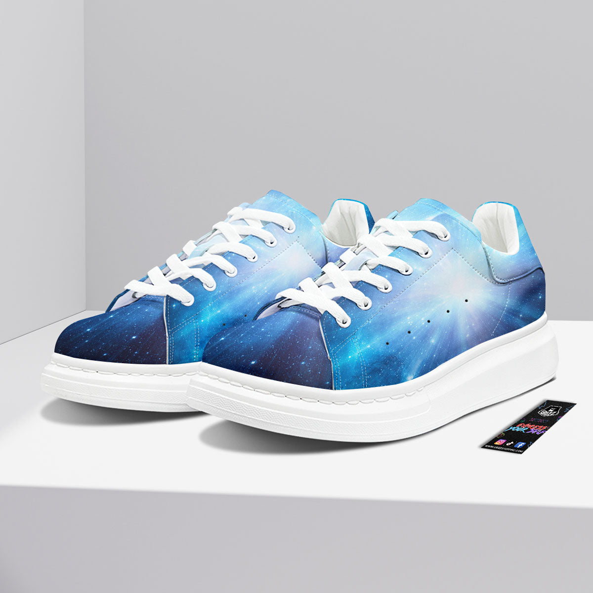 Space Light Blue Print Platform Shoes-grizzshop