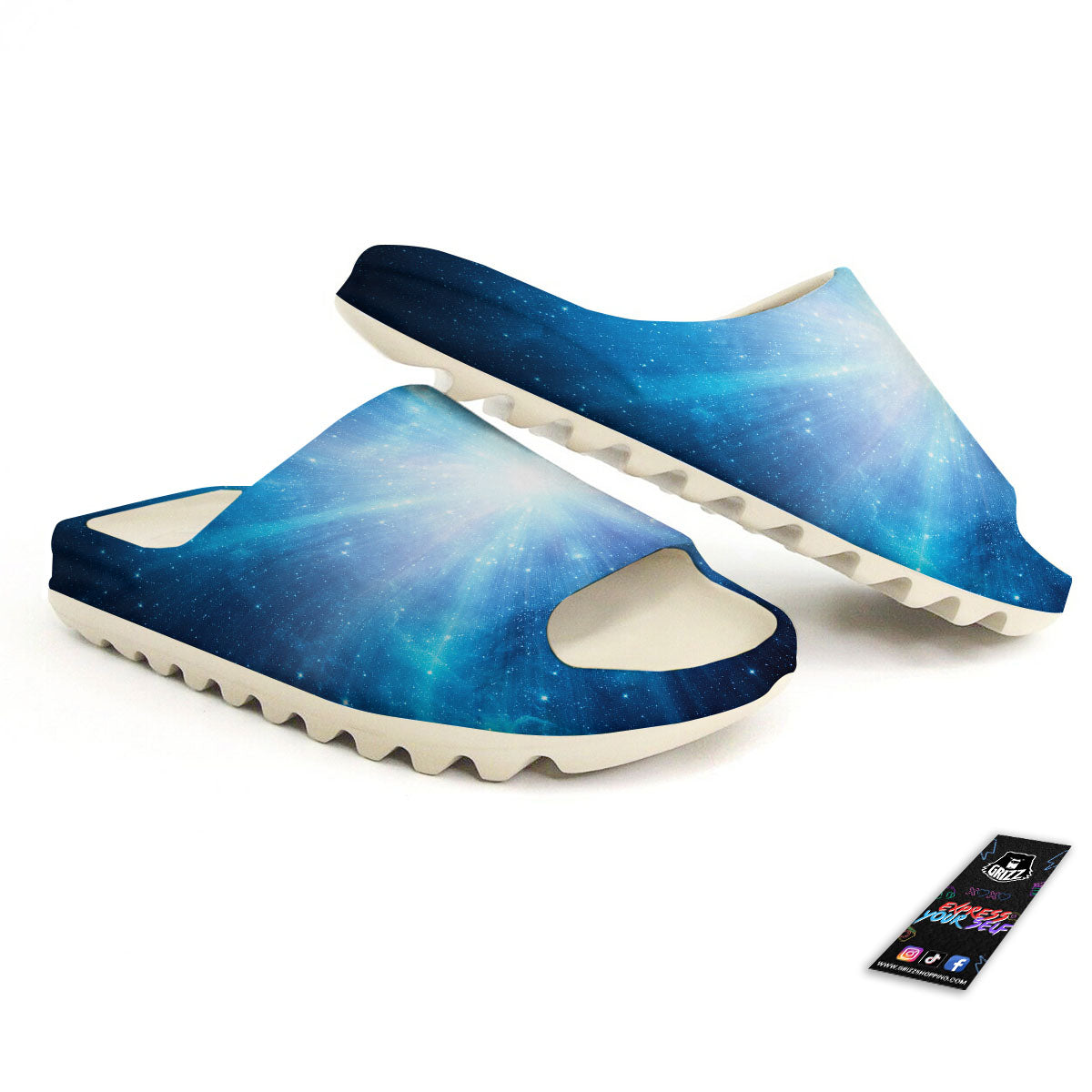 Space Light Blue Print Sandals-grizzshop