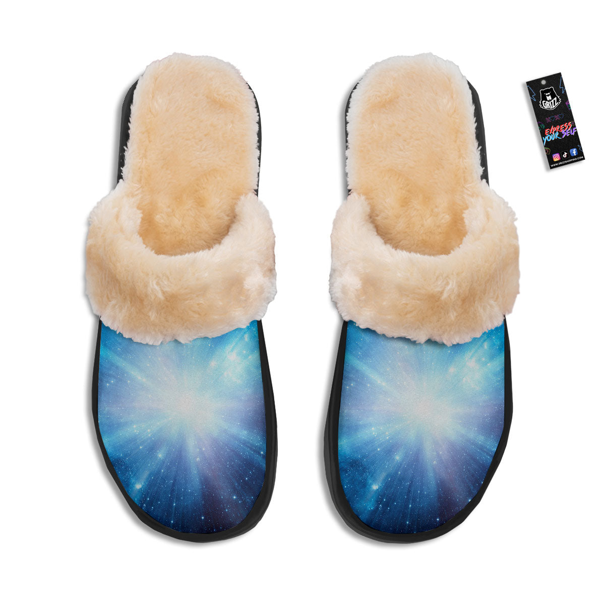 Space Light Blue Print Slippers-grizzshop